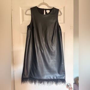 Sleeveless Black Faux Leather Shift Dress